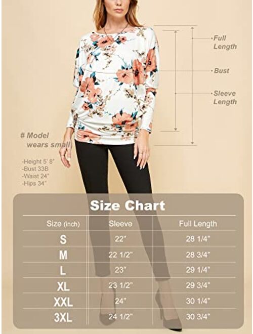 Lock and Love Women' s Flowy and Comfort Draped Long Sleeve Batwing Dolman top S-3XL Plus Size_Made in U.S.A.