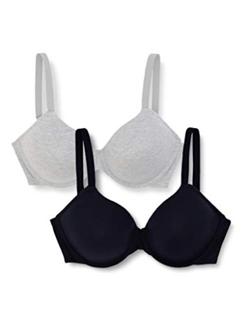 Iris & Lilly Women's T-Shirt Bra, Pack of 2