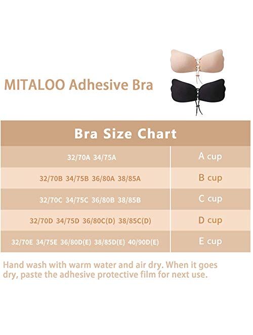 MITALOO Push Up Strapless Sticky Adhesive Invisible Backless Bras Plunge  Reusable Magic Bra for Women