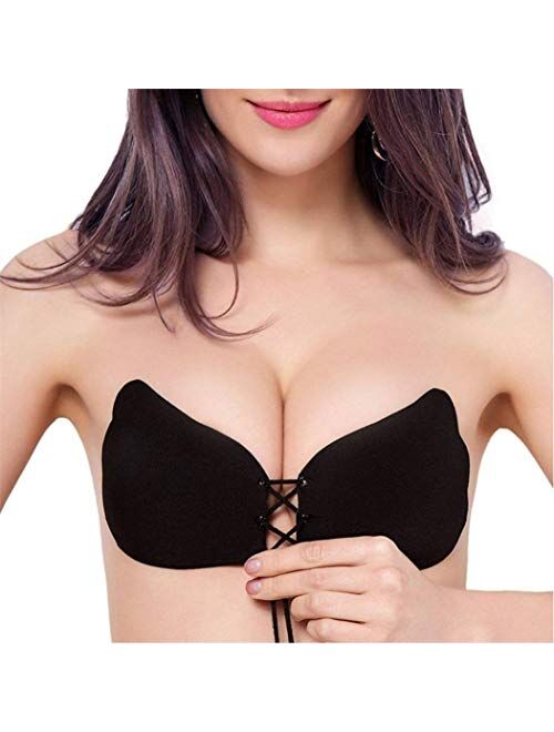 MITALOO Sticky Push Up Adhesive Invisible Backless Bra Magic Nipple Covers Strapless Bra