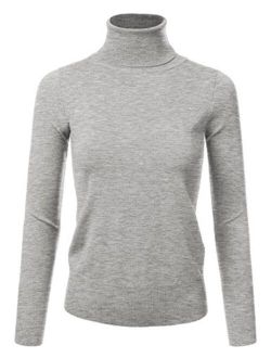 JJ Perfection Women's Stretch Knit Turtle Neck Long Sleeve Pullover Sweater