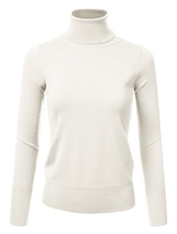 JJ Perfection Women's Stretch Knit Turtle Neck Long Sleeve Pullover Sweater