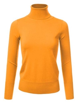 JJ Perfection Women's Stretch Knit Turtle Neck Long Sleeve Pullover Sweater