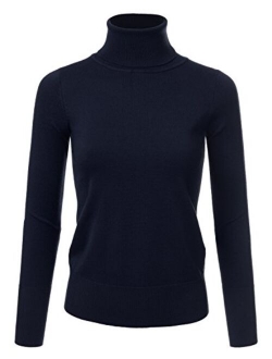 JJ Perfection Women's Stretch Knit Turtle Neck Long Sleeve Pullover Sweater