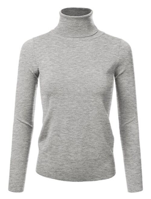 JJ Perfection Women's Stretch Knit Turtle Neck Long Sleeve Pullover Sweater