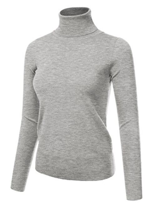 JJ Perfection Women's Stretch Knit Turtle Neck Long Sleeve Pullover Sweater