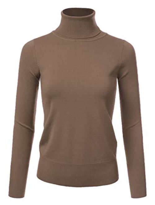 JJ Perfection Women's Stretch Knit Turtle Neck Long Sleeve Pullover Sweater