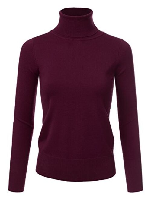 JJ Perfection Women's Stretch Knit Turtle Neck Long Sleeve Pullover Sweater