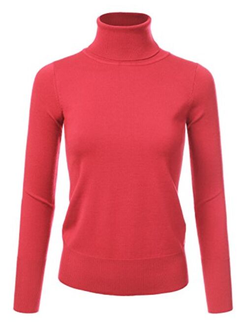 JJ Perfection Women's Stretch Knit Turtle Neck Long Sleeve Pullover Sweater