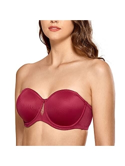 Women's Strapless Bra Plus Size Seamless Underwire Convertible Unlined Bralette