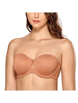 Women's Strapless Bra Plus Size Seamless Underwire Convertible Unlined Bralette