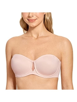 Women's Strapless Bra Plus Size Seamless Underwire Convertible Unlined Bralette