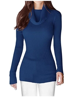 v28 Women Stretchable Cowl Neck Knit Korea Long Sleeve Slim Fit Bodycon Sweater