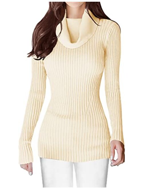 v28 Women Stretchable Cowl Neck Knit Korea Long Sleeve Slim Fit Bodycon Sweater