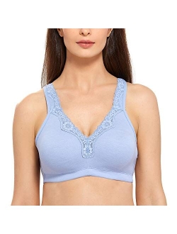 Women's Lace Plus Size Wire-Free Non-Foam Comfort Cotton Bra