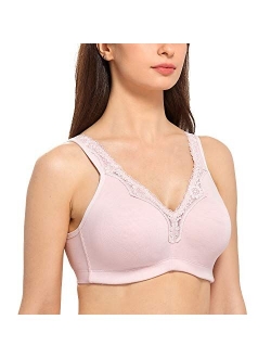 Women's Lace Plus Size Wire-Free Non-Foam Comfort Cotton Bra