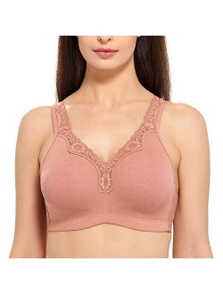 Women's Lace Plus Size Wire-Free Non-Foam Comfort Cotton Bra