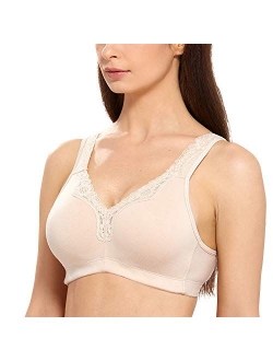 Women's Lace Plus Size Wire-Free Non-Foam Comfort Cotton Bra