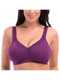 Women's Lace Plus Size Wire-Free Non-Foam Comfort Cotton Bra