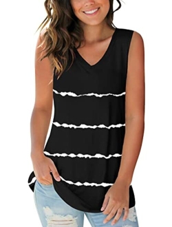 SAMPEEL Womens Trendy Basic Tank Tops Womens Sleeveless V Neck Tee Shirts