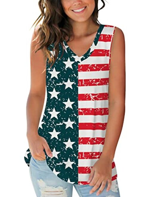 SAMPEEL Womens Trendy Basic Tank Tops Womens Sleeveless V Neck Tee Shirts