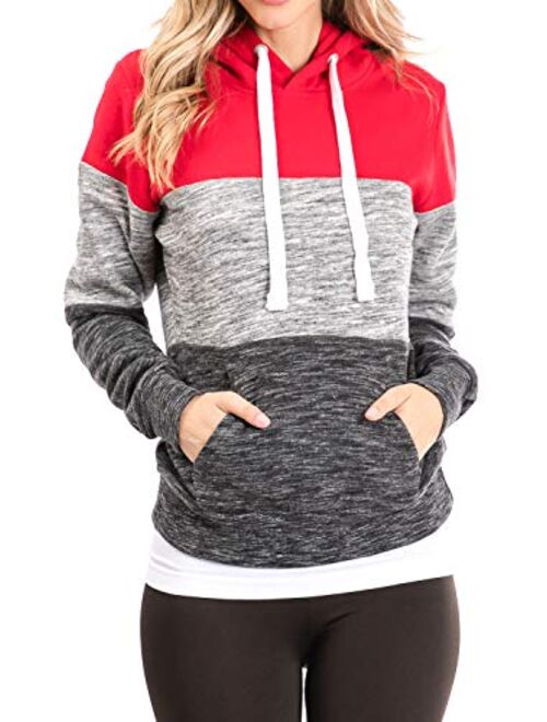 Urban Look Womens Active Long Sleeve Fleece Lined Fashion Hoodie Pullover with Plus Size