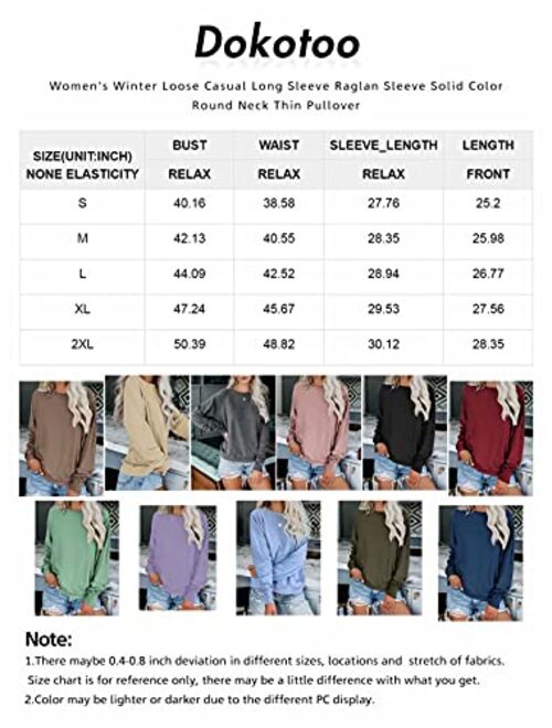 Dokotoo Womens Simple Crewneck Long Sleeve Casual Solid & Tie Dye Thin Pullover Sweatshirts Tops Shirts