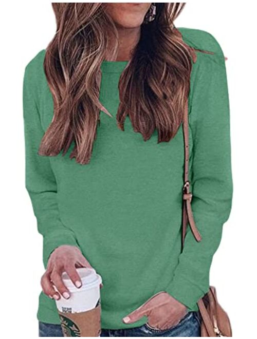 Halife Women's Long Sleeve Color Block Tops Crewneck Sweatshirts Pullover Tunic Shirts Blouses