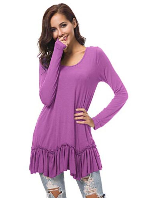 Urban CoCo Women's Casual T-Shirt Solid Long Sleeve Tunic Tops