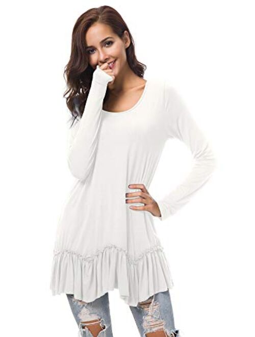 Urban CoCo Women's Casual T-Shirt Solid Long Sleeve Tunic Tops