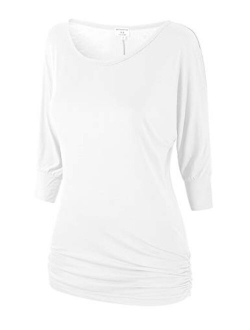 Match Women's 3/4 Sleeve Drape Top with Side Shirring