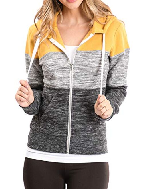 Urban Look Womens Active Long Sleeve Fleece Zip Up Hoodie with Plus Size