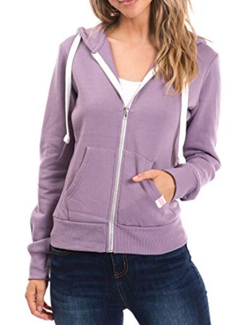 Urban Look Womens Active Long Sleeve Fleece Zip Up Hoodie with Plus Size