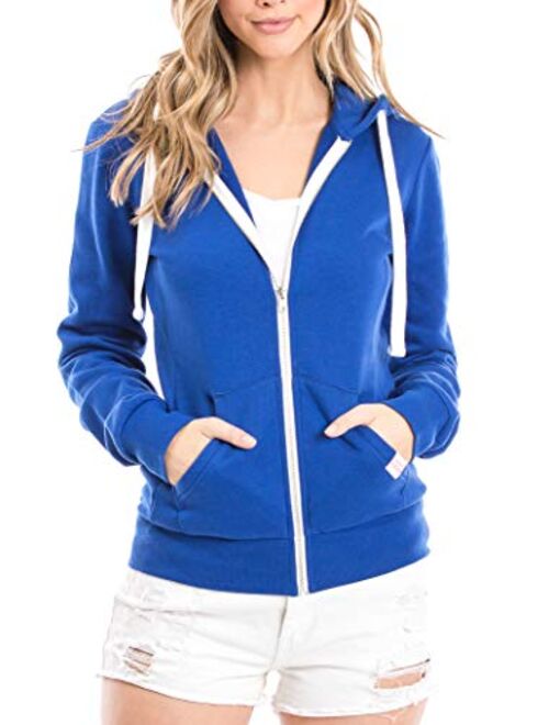 Urban Look Womens Active Long Sleeve Fleece Zip Up Hoodie with Plus Size