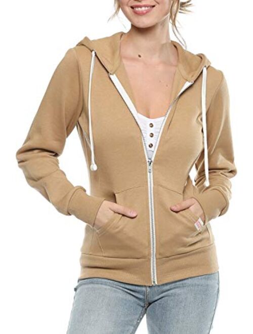 Urban Look Womens Active Long Sleeve Fleece Zip Up Hoodie with Plus Size