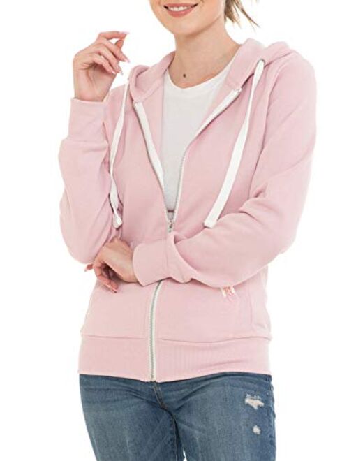 Urban Look Womens Active Long Sleeve Fleece Zip Up Hoodie with Plus Size