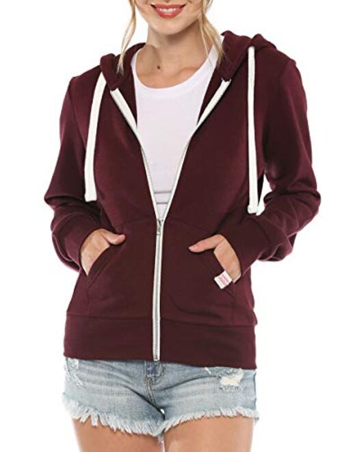 Urban Look Womens Active Long Sleeve Fleece Zip Up Hoodie with Plus Size