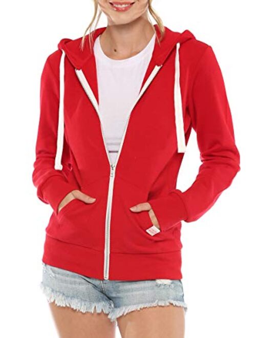 Urban Look Womens Active Long Sleeve Fleece Zip Up Hoodie with Plus Size