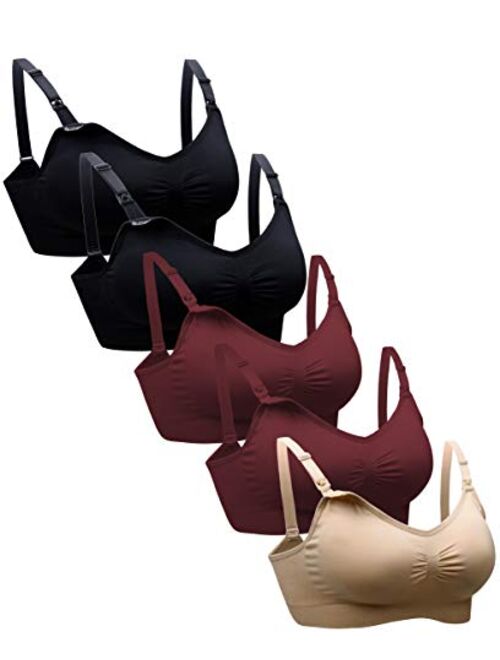 Padded Nursing Bra for Women Sleep Maternity Bralette for Breastfeeding Pack of 5