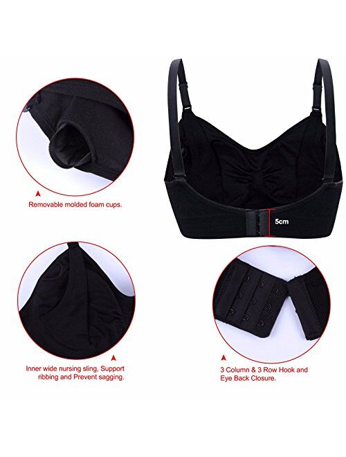 Padded Nursing Bra for Women Sleep Maternity Bralette for Breastfeeding Pack of 5