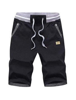 LTIFONE Mens Casual Shorts Slim Fit Drawstring Summer Beach Shorts with Elastic Waist and Pockets