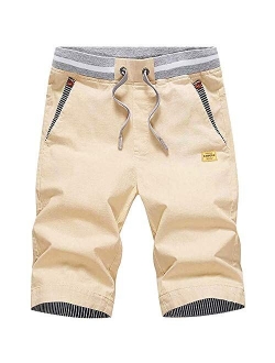 LTIFONE Mens Casual Shorts Slim Fit Drawstring Summer Beach Shorts with Elastic Waist and Pockets