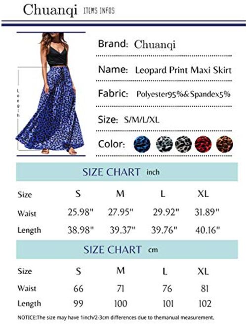 Womens Maxi Skirt Leopard Print Chiffon Beach Pleated High Waisted A-Line Long Skirts