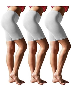 Sexy Basics Womens 3 Pack Buttery Soft Brushed Active Stretch Yoga Bike Short Boxer Briefs