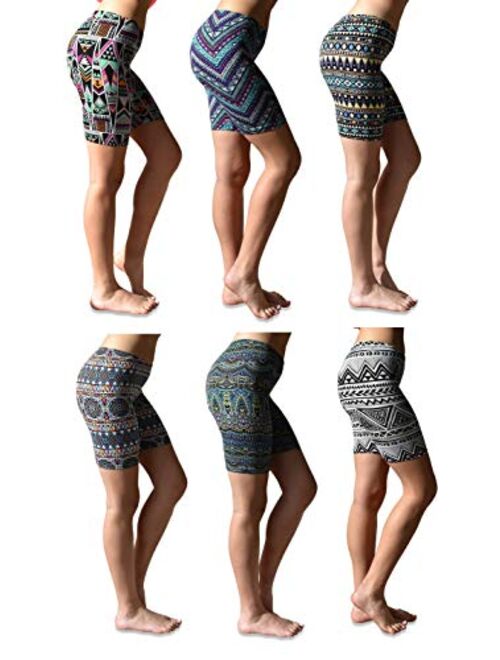 Sexy Basics Womens 6 Pack Buttery Soft Brushed Active Stretch Yoga Bike Short Boxer Briefs