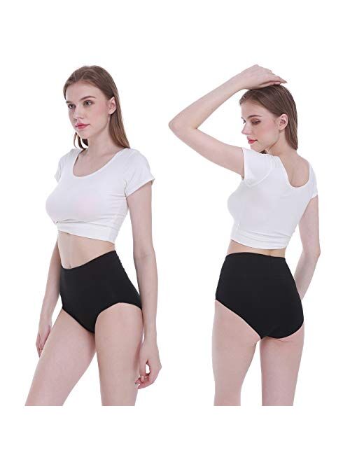 FALARY Women's High Waist Cotton Underwear Full Briefs Ladies Soft Panties 5 Pack