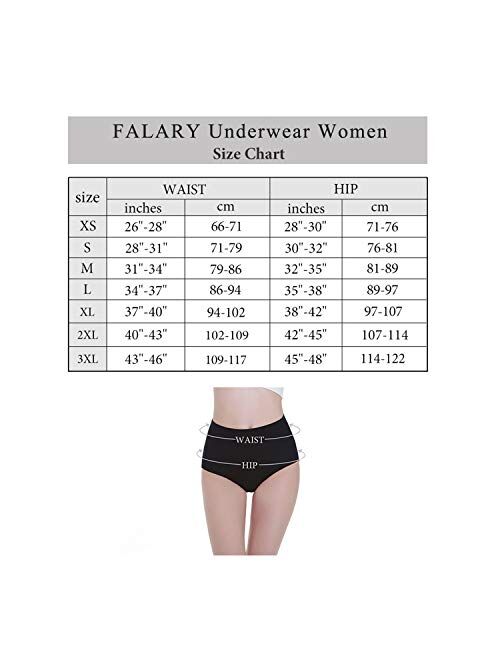 FALARY Women's High Waist Cotton Underwear Full Briefs Ladies Soft Panties 5 Pack