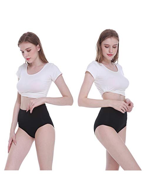 FALARY Women's High Waist Cotton Underwear Full Briefs Ladies Soft Panties 5 Pack