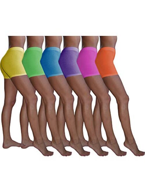 Sexy Basics Women's 6 Pack Cotton Stretch Light Weight Boyshort Boxer Brief Undershorts