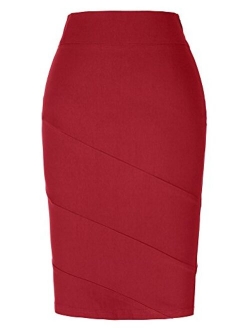 Women's Knee Length Pencil Skirts Slim Fit Business Skirt